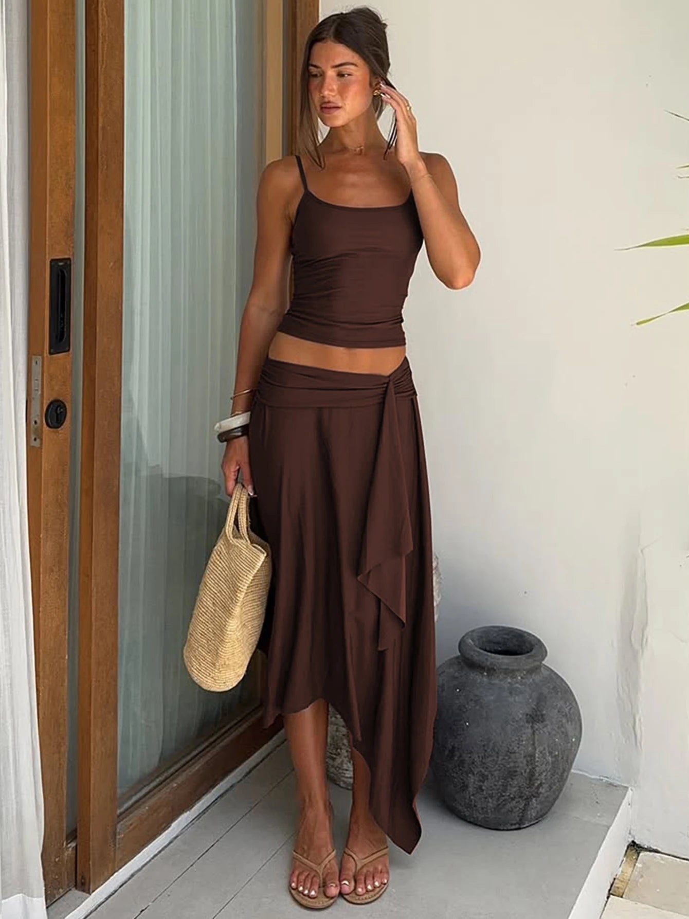 Women's Dulzura Elegant 2 Piece Backless Crop Top + Slim Irregular Skirt Club Outfit