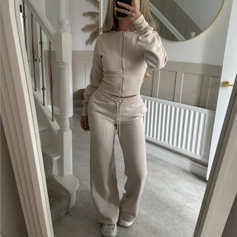 Premium Casual Two Piece Tracksuit, Half Zip Sweater & Tapered Pants Lounge Suit