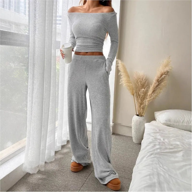 Women's 2026 New Simple Solid Color Slim Two Piece Matching Casual Home Outfits