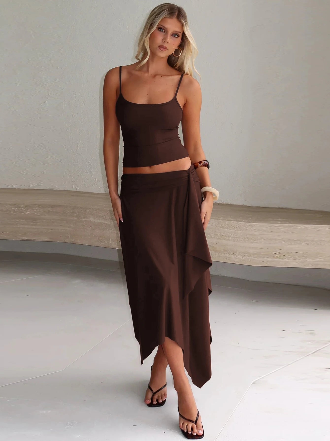 Women's Dulzura Elegant 2 Piece Backless Crop Top + Slim Irregular Skirt Club Outfit