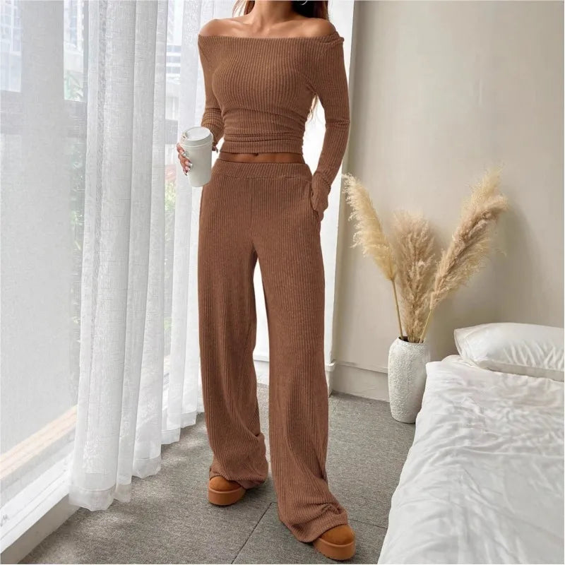 Women's 2026 New Simple Solid Color Slim Two Piece Matching Casual Home Outfits