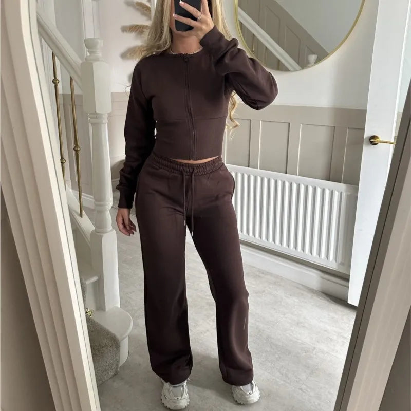 Premium Casual Two Piece Tracksuit, Half Zip Sweater & Tapered Pants Lounge Suit