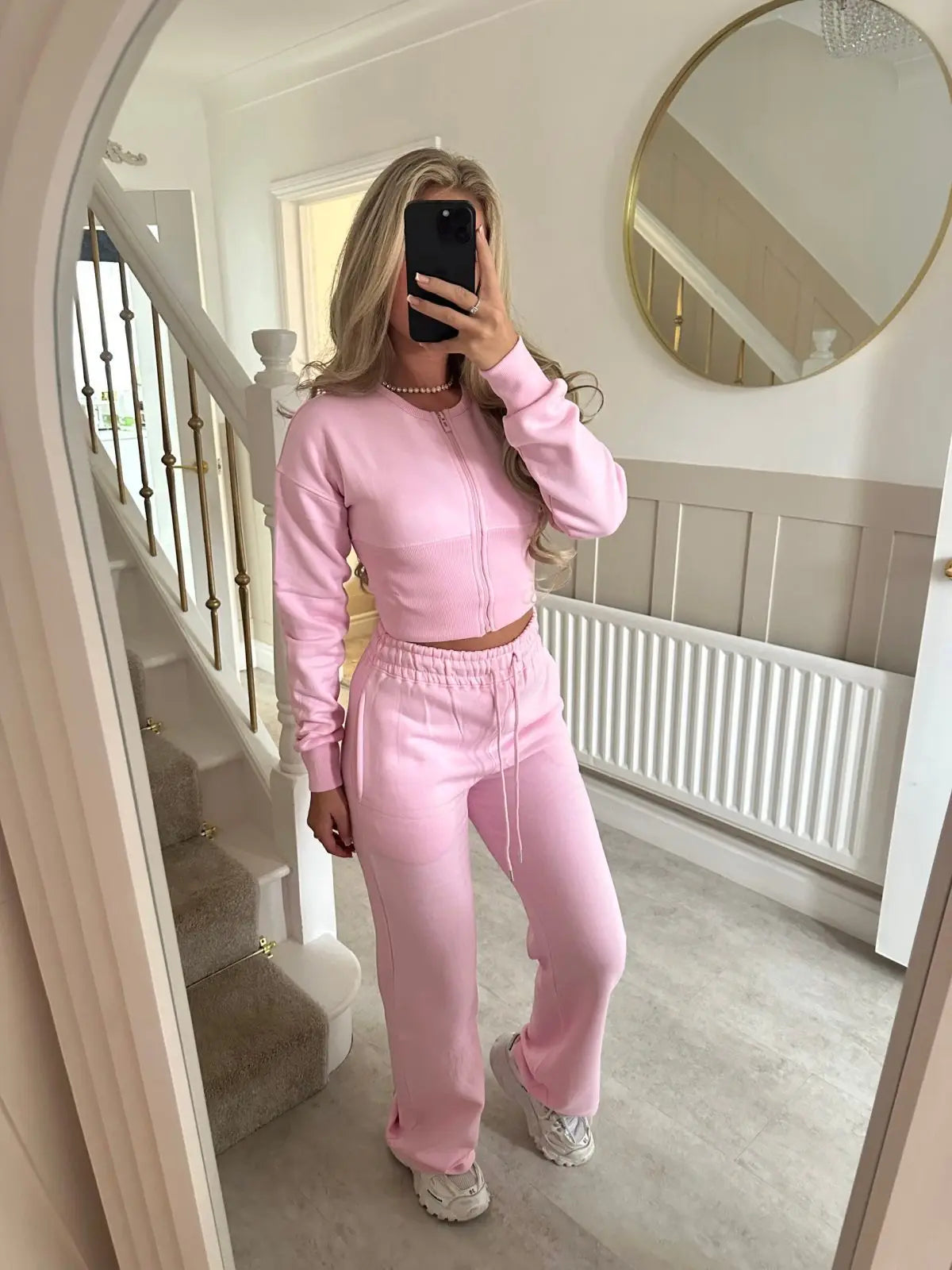 Premium Casual Two Piece Tracksuit, Half Zip Sweater & Tapered Pants Lounge Suit